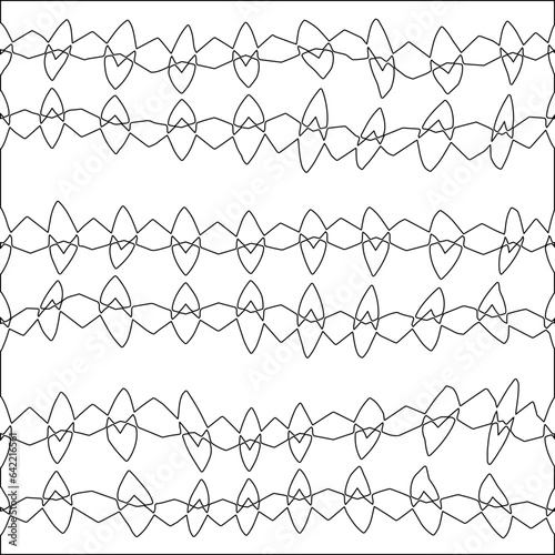 White background with black pattern. Texture with figures from lines.Line shape design.Abstract background for web page, textures, card, poster, fabric, textile. Monochrome graphic repeating design. 