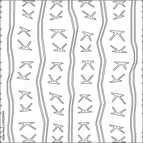 White background with black pattern. Texture with figures from lines.Line shape design.Abstract background for web page, textures, card, poster, fabric, textile. Monochrome graphic repeating design. 