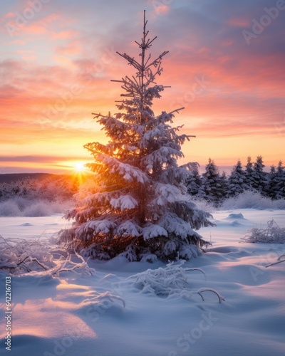White Christmas sunset - stock concepts © 4kclips