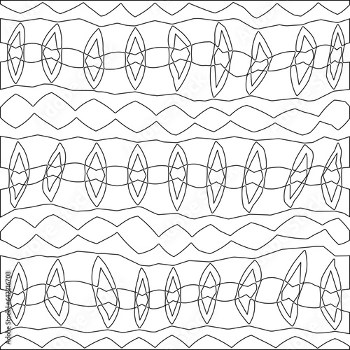 White background with black pattern. Texture with figures from lines.Line shape design.Abstract background for web page, textures, card, poster, fabric, textile. Monochrome graphic repeating design. 