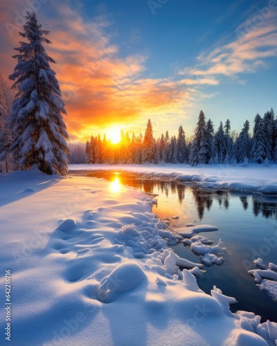 White Christmas sunset - stock concepts