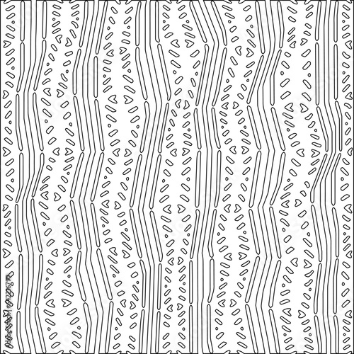White background with black pattern. Texture with figures from lines.Line shape design.Abstract background for web page, textures, card, poster, fabric, textile. Monochrome graphic repeating design. 