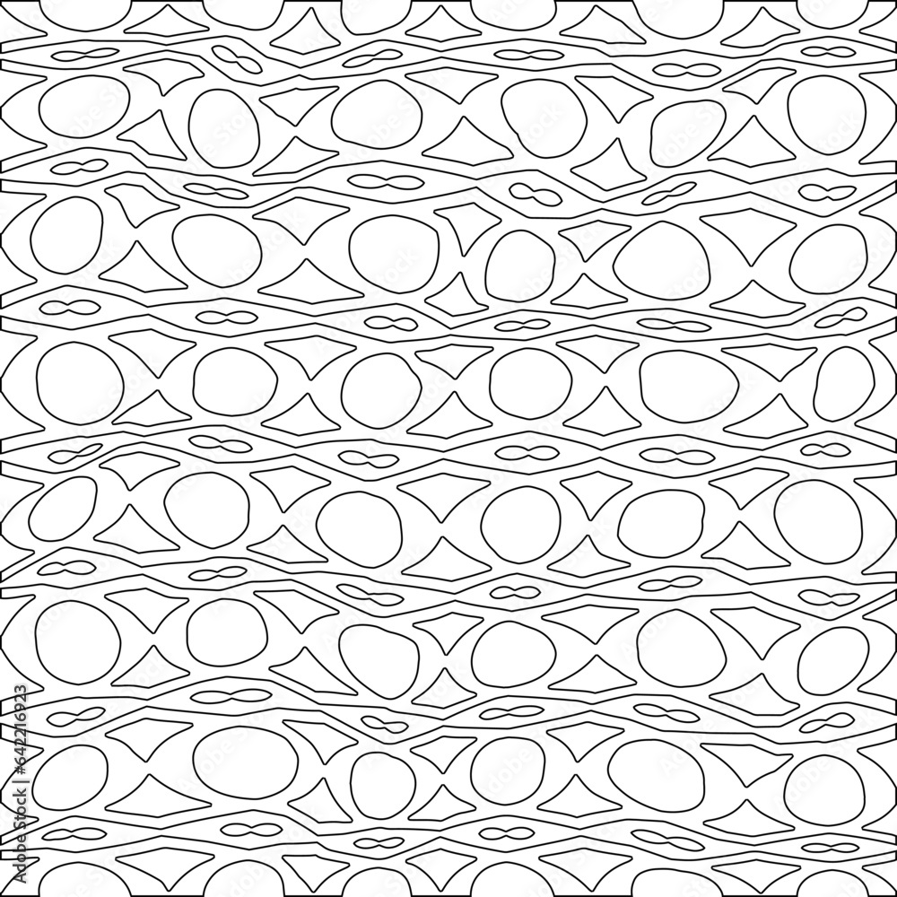 White background with black pattern. Texture with figures from lines.Line shape design.Abstract background for web page, textures, card, poster, fabric, textile. Monochrome graphic repeating design. White background with black pattern. Texture with figures from lines.Line shape design.Abstract background for web page, textures, card, poster, fabric, textile. Monochrome graphic repeating design.