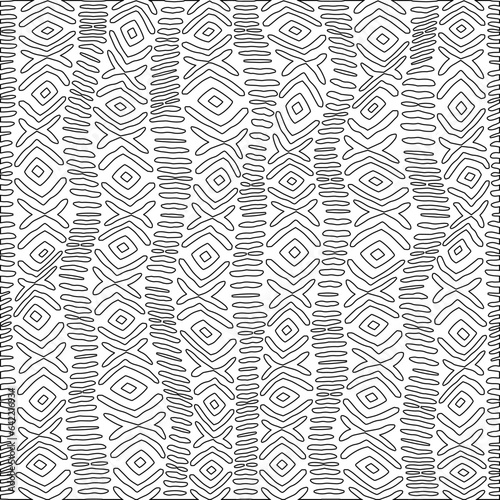 White background with black pattern. Texture with figures from lines.Line shape design.Abstract background for web page, textures, card, poster, fabric, textile. Monochrome graphic repeating design. 