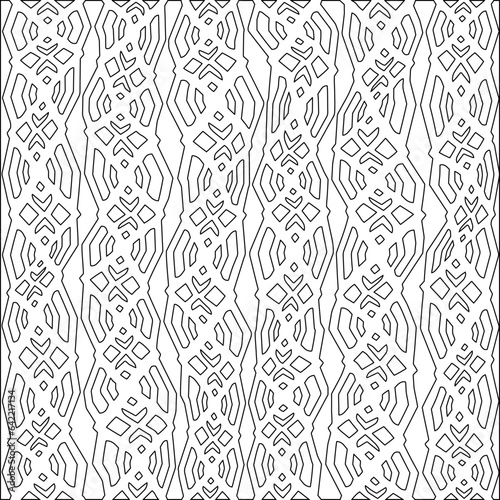 White background with black pattern. Texture with figures from lines.Line shape design.Abstract background for web page, textures, card, poster, fabric, textile. Monochrome graphic repeating design. 
