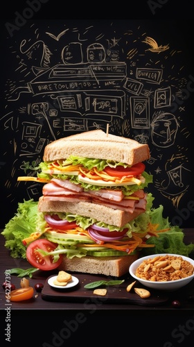 stylish advertising background for a sandwich shop - stock concepts