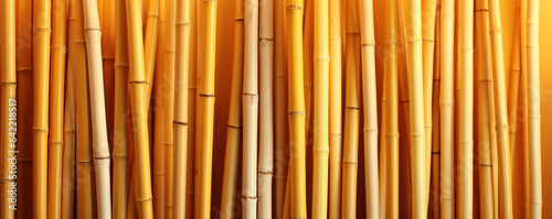 yellow bamboo background illuminated by the bright sun