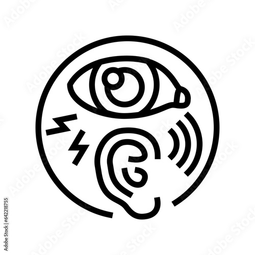 sensitivity light sound disease symptom line icon vector. sensitivity light sound disease symptom sign. isolated contour symbol black illustration