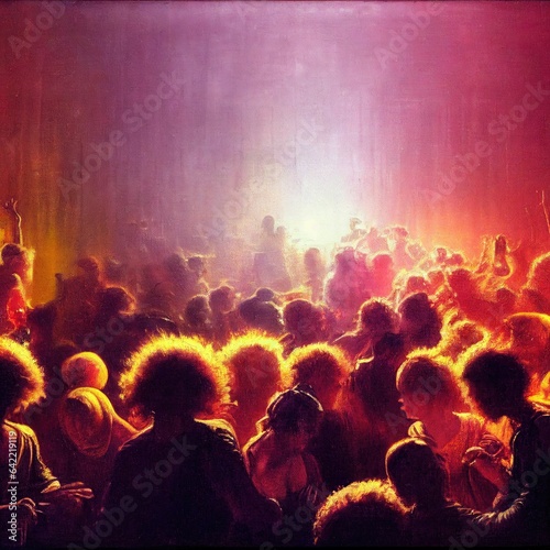 Rave Scene Illuminated by Rembrandt's Brushstrokes: A Vibrant Fusion of Art and Music