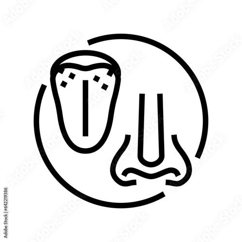 changes taste smell disease symptom line icon vector. changes taste smell disease symptom sign. isolated contour symbol black illustration