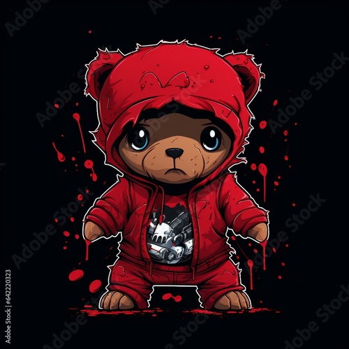 cartoon anime evil vicious gang banger red teddy bear