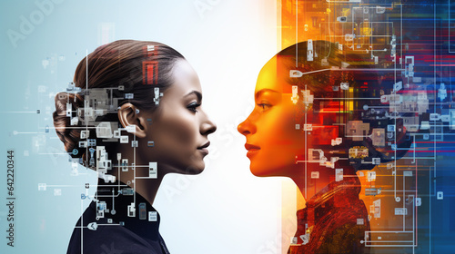 Virtual Self: A Woman Navigating Identity in the Futuristic Cyberspace