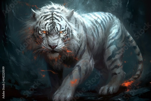 a white tiger with red eyes