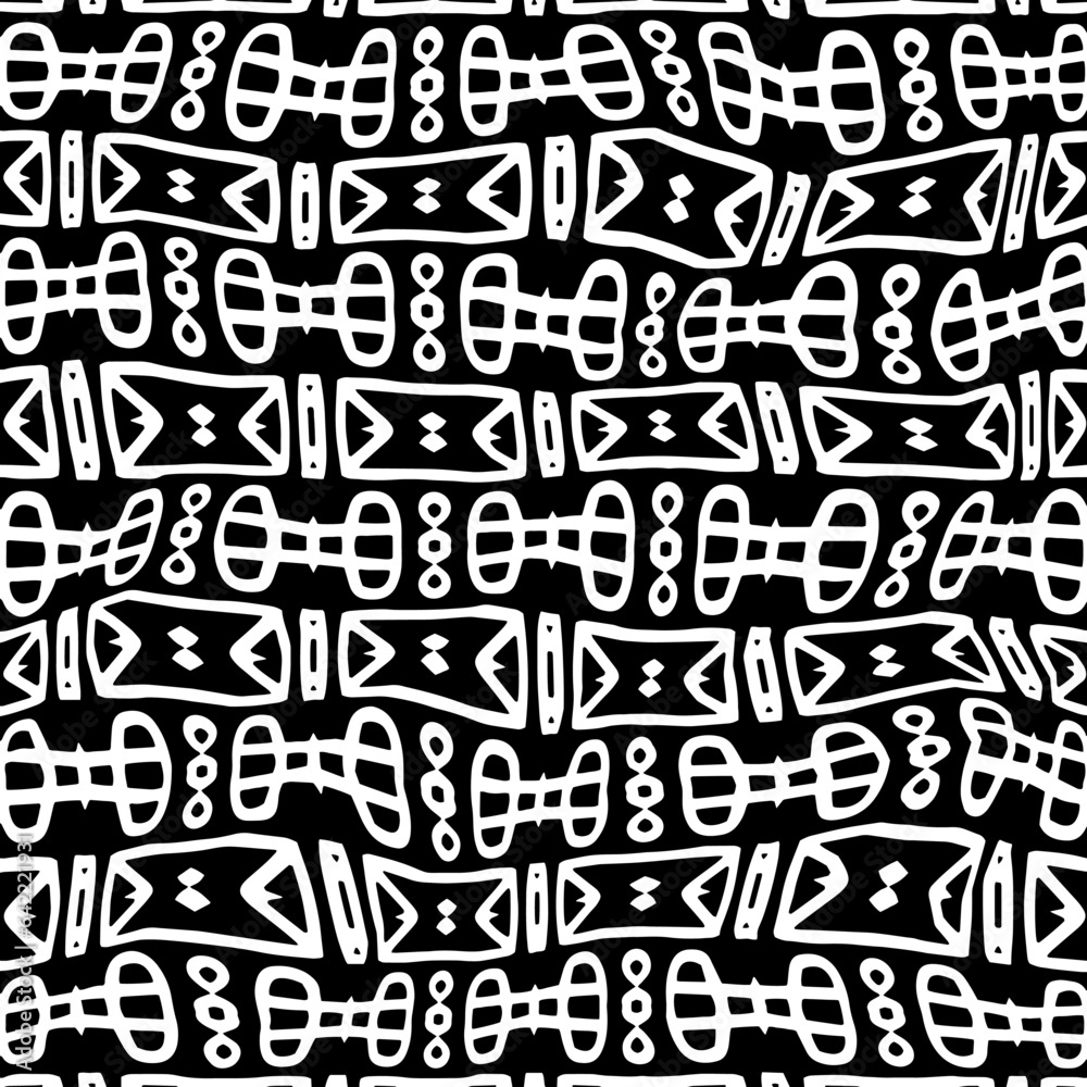 White background with black pattern.Repeat Pattern for fashion, textile design, on wall paper, wrapping paper, fabrics and home decor. Seamless pattern in grunge style. White background with black pattern.Repeat Pattern for fashion, textile design, on wall paper, wrapping paper, fabrics and home decor. Seamless pattern in grunge style.