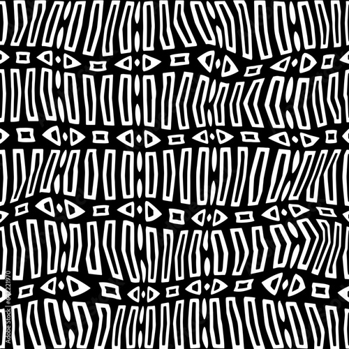 White background with black pattern.Repeat Pattern for fashion, textile design,  on wall paper, wrapping paper, fabrics and home decor. Seamless pattern in grunge style.