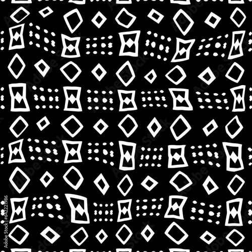 White background with black pattern.Repeat Pattern for fashion, textile design,  on wall paper, wrapping paper, fabrics and home decor. Seamless pattern in grunge style.