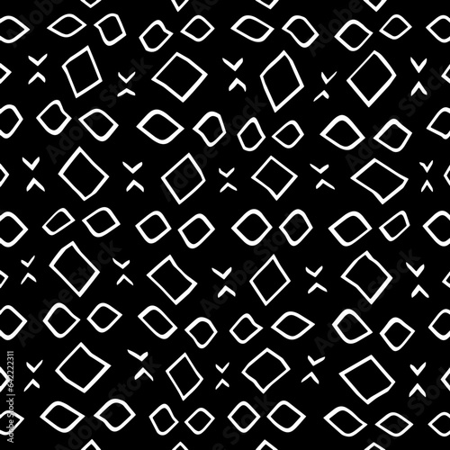 White background with black pattern.Repeat Pattern for fashion, textile design,  on wall paper, wrapping paper, fabrics and home decor. Seamless pattern in grunge style.