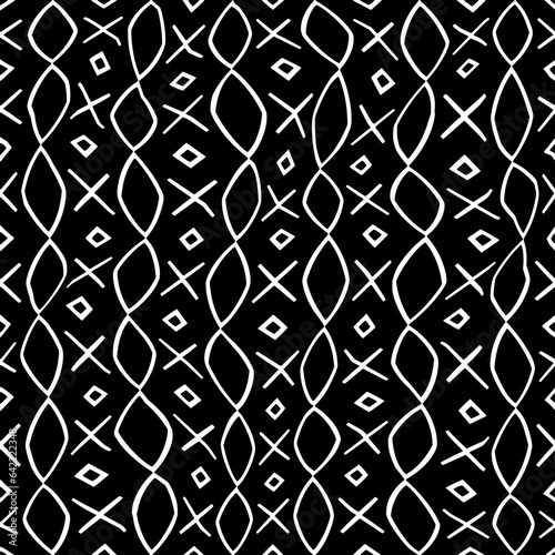 White background with black pattern.Repeat Pattern for fashion, textile design,  on wall paper, wrapping paper, fabrics and home decor. Seamless pattern in grunge style.