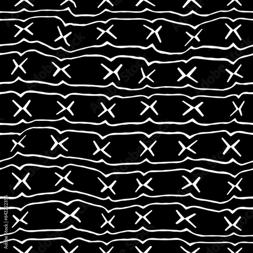White background with black pattern.Repeat Pattern for fashion, textile design,  on wall paper, wrapping paper, fabrics and home decor. Seamless pattern in grunge style.
