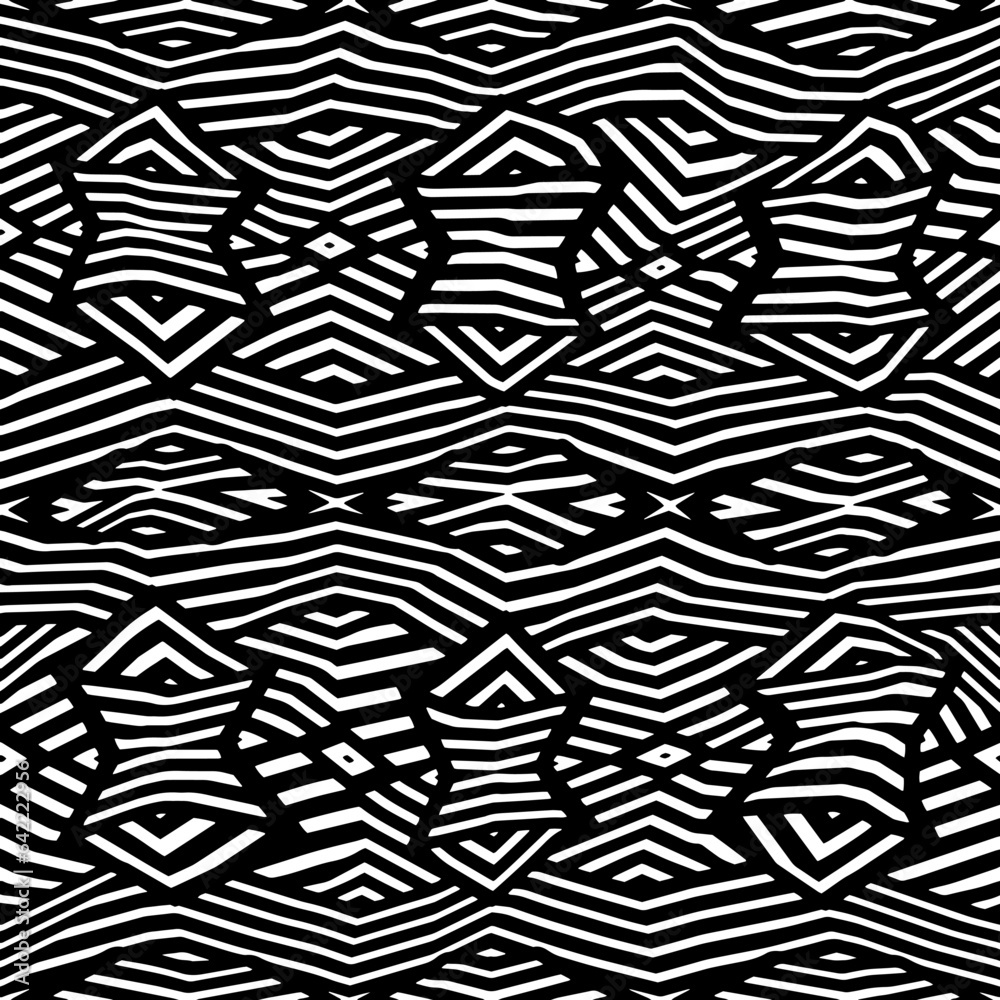 White background with black pattern.Repeat Pattern for fashion, textile design,  on wall paper, wrapping paper, fabrics and home decor. Seamless pattern in grunge style.