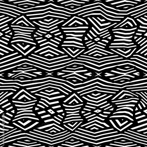 White background with black pattern.Repeat Pattern for fashion, textile design,  on wall paper, wrapping paper, fabrics and home decor. Seamless pattern in grunge style.