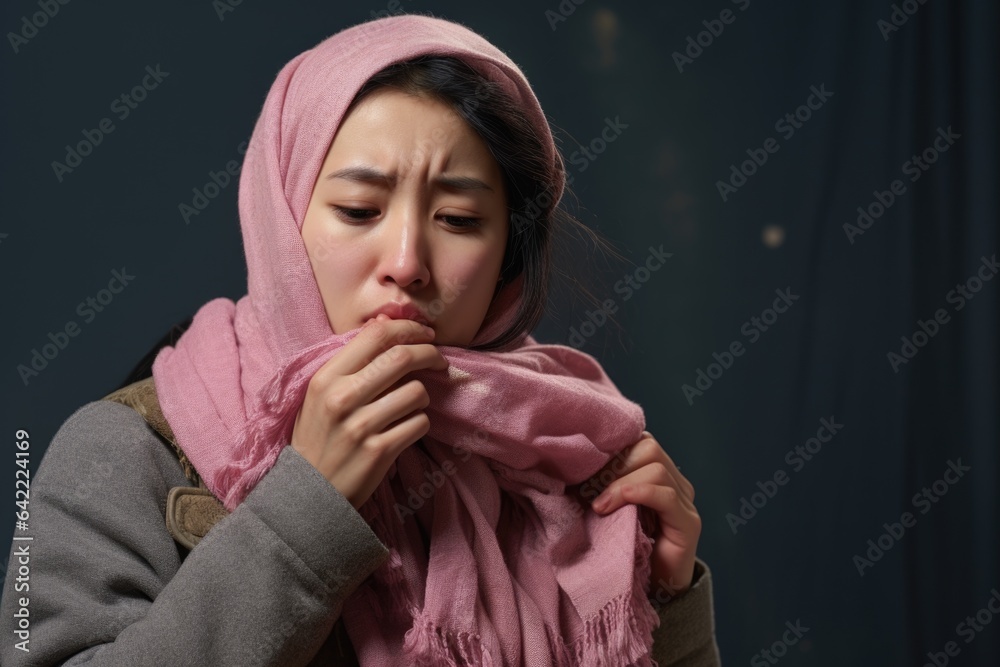 The ill person feels sick, has a cold, a virus. fever, runny nose, sore