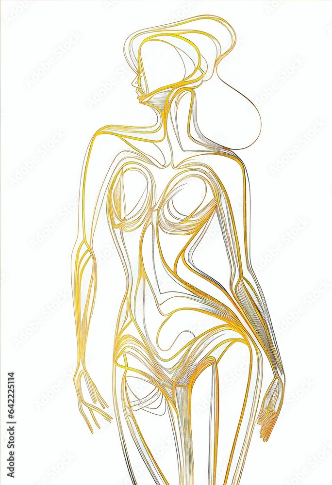 Golden Goddess: A Stunning Outline of a Woman's Beautiful Body in Shimmering Gold
