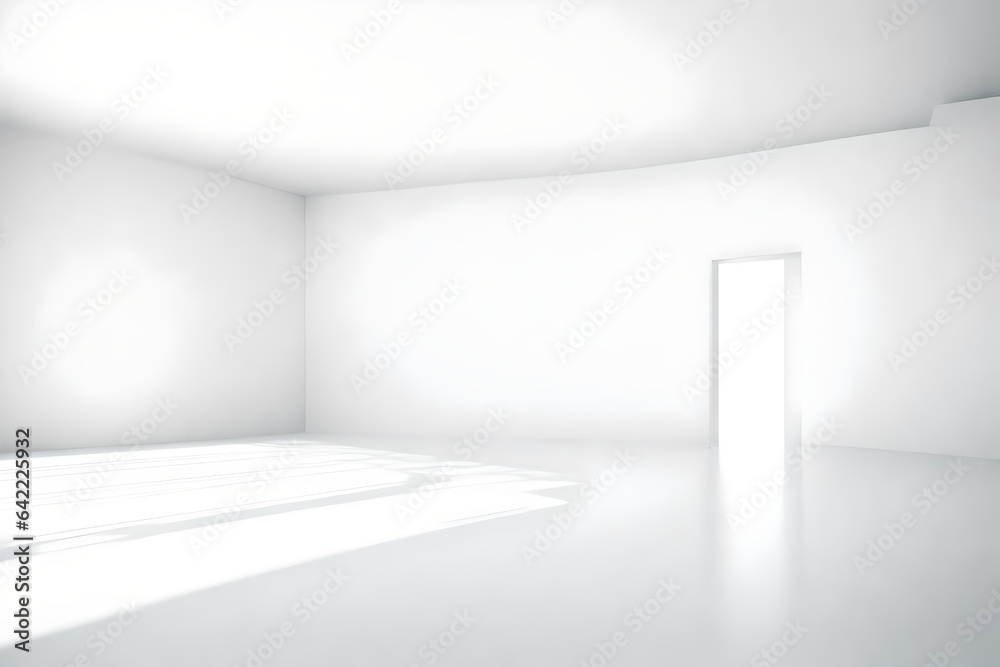 Front view abstract empty white room with copy space Front view abstract empty white room with copy space