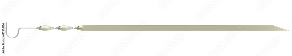 Skewer, side view. 3D rendering isolated on transparent background Skewer, side view. 3D rendering isolated on transparent background