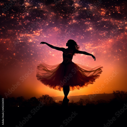 Silhouette of a ballerina dancing under the night sky © Guido Amrein