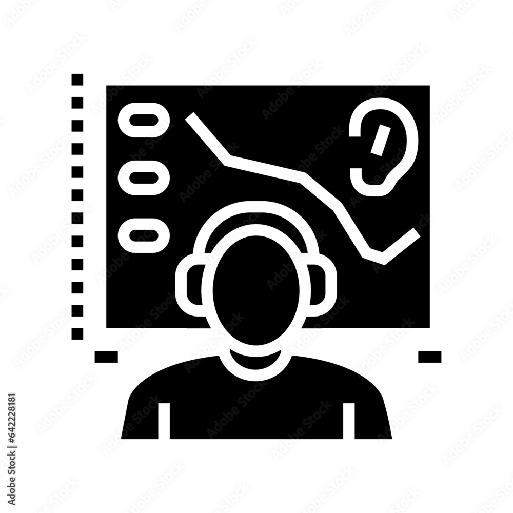 audiometry test audiologist doctor glyph icon vector. audiometry test ...