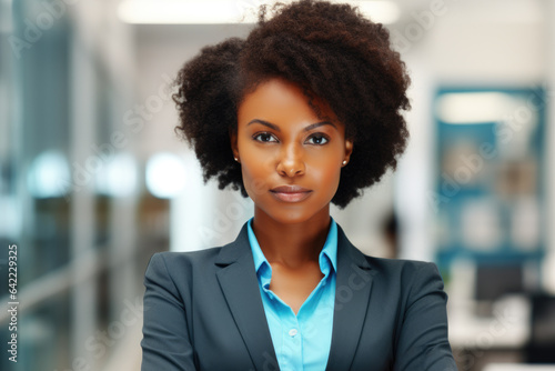 Professional woman wearing business suit confidently stands with her arms crossed. This versatile image can be used to portray confidence, power, success, and professionalism.