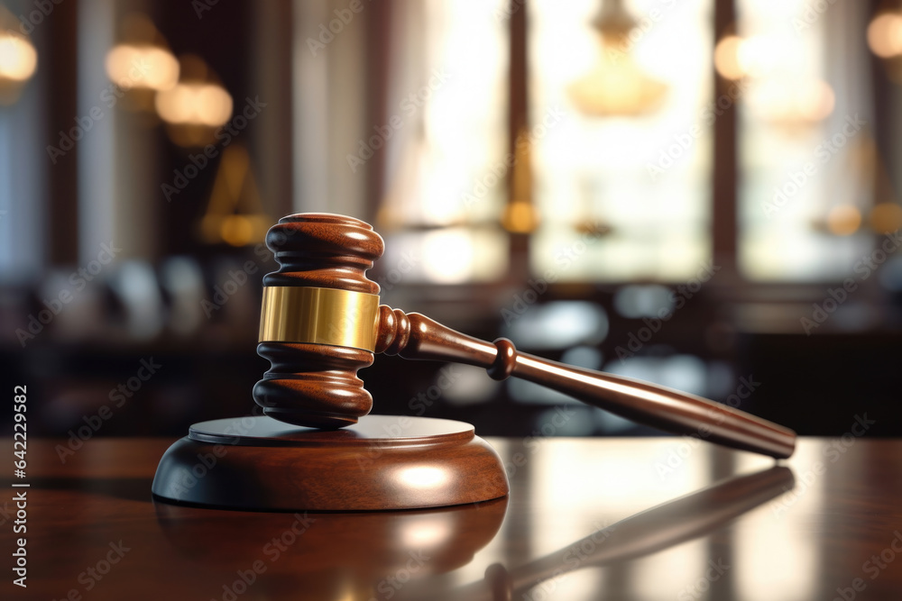 Judge's gavel resting on desk, with blurry background. Concept of legal and justice-related designs, courtroom scenes, and projects that symbolize law and order. Judge's gavel resting on desk, with blurry background. Concept of legal and justice-related designs, courtroom scenes, and projects that symbolize law and order.