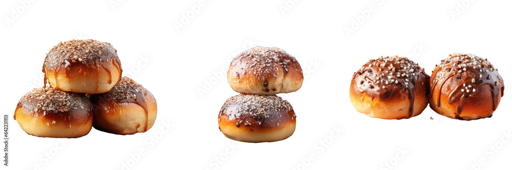 Buns with sugary chocolate on a transparent background Buns with sugary chocolate on a transparent background