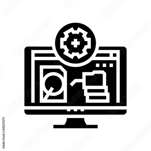 data recovery repair computer glyph icon vector. data recovery repair computer sign. isolated symbol illustration