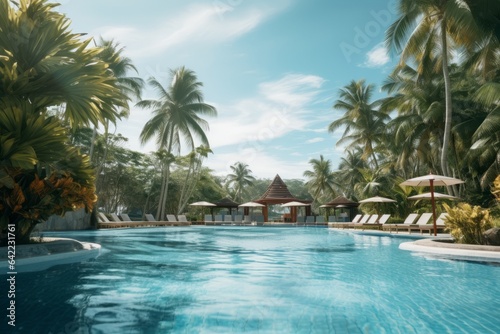 Resort swimming pool cinematic photography 3d render generative ai © Gilang