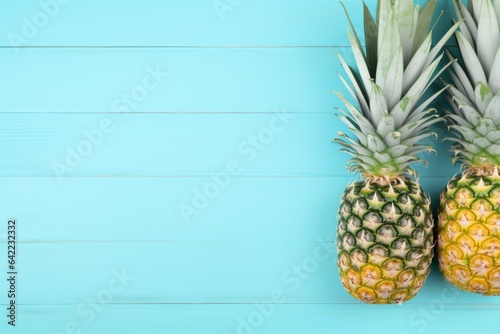Ripe pineapple and beach sea life style concept with copyspace generative ai