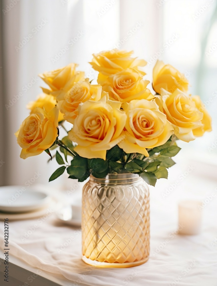 yellow roses in a vase