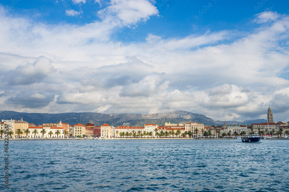 Riva promenade and skyline of Diocletian palace in Split. Croatia Riva promenade and skyline of Diocletian palace in Split. Croatia