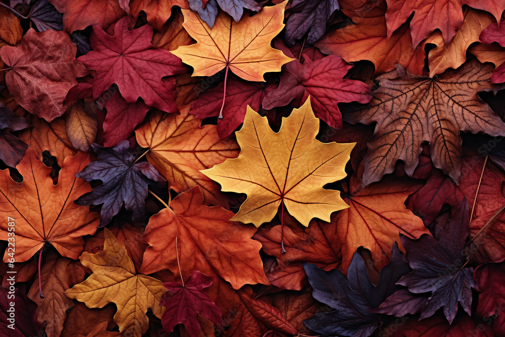 Autumn leaves in different colors