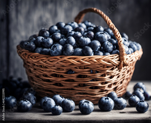 Wallpaper Mural Ripe appetizing blueberry berries in an overflowing basket Torontodigital.ca