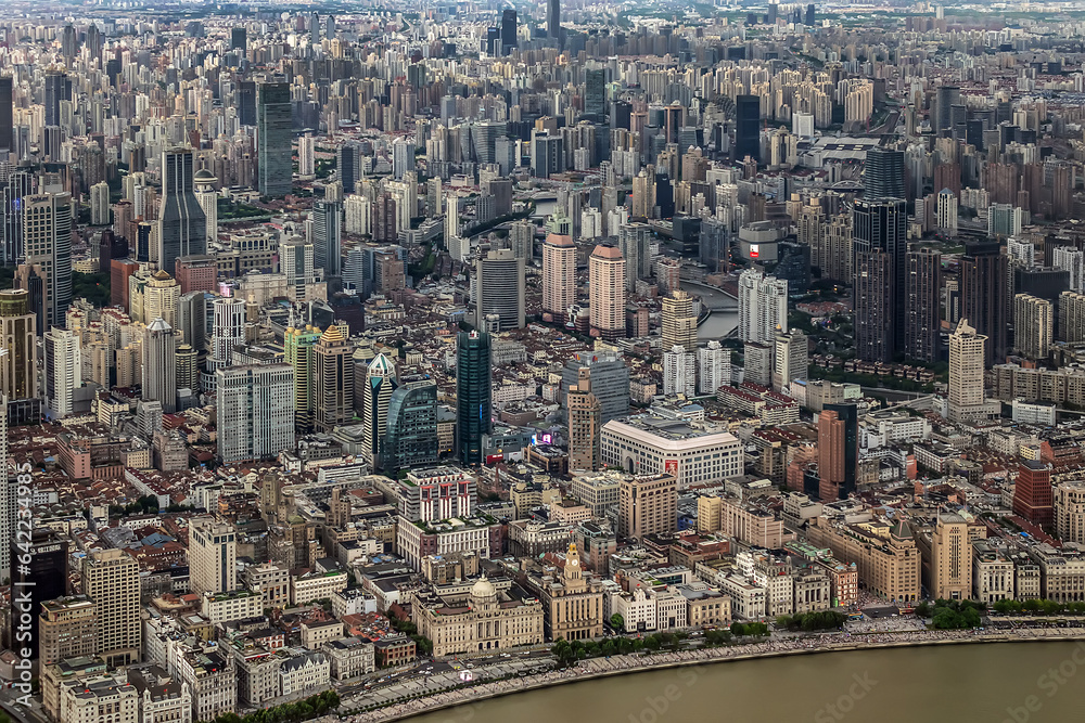Aerial view of Shanghai cityscape. Shanghai, China.