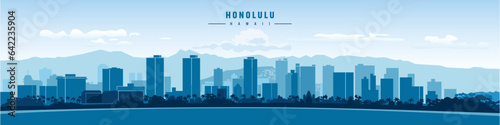 honolulu city silhouette hawaii vector illustration travel and tourism