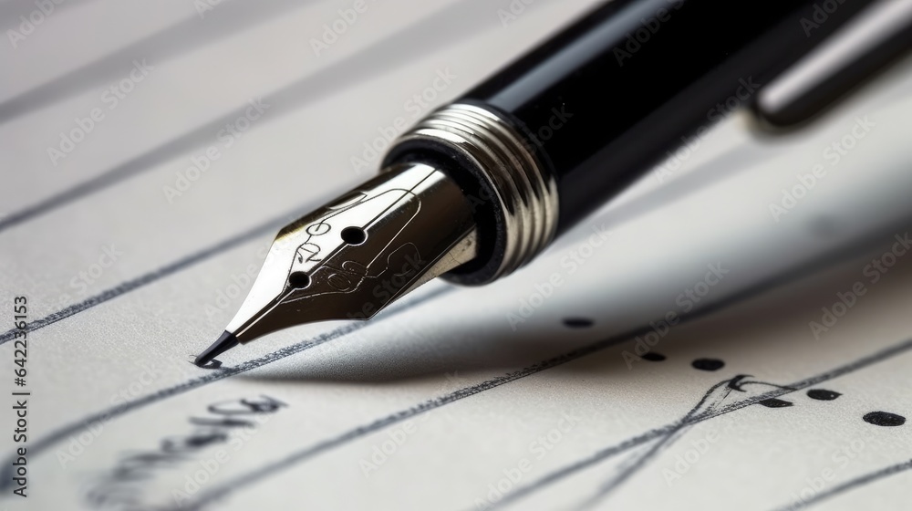 Fountain pen and paper with handwriting on it Fountain pen and paper with handwriting on it