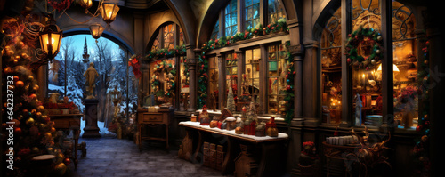 Santa's Workshop in an Enchanting Winter Setting with Fantastical Architecture, Generative AI © HRTNT Media