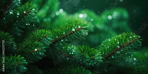Christmas green tree branch. Christmas green fir and pine tree branches © megavectors