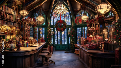 Santa's Workshop in an Enchanting Winter Setting with Fantastical Architecture, Generative AI