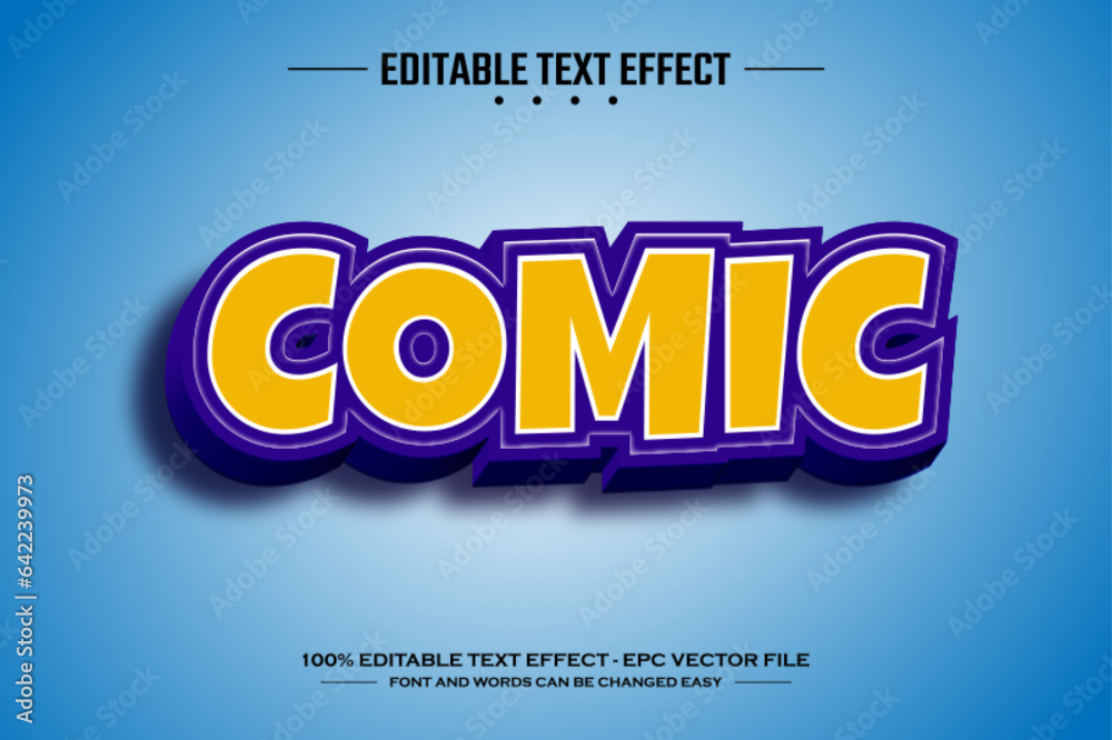 Comic 3D editable text effect template