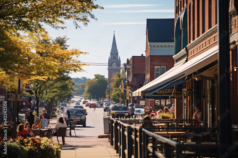 Trending image subjects featuring small towns and businesses with a focus on local commerce and community engagement - obrazy, fototapety, plakaty 