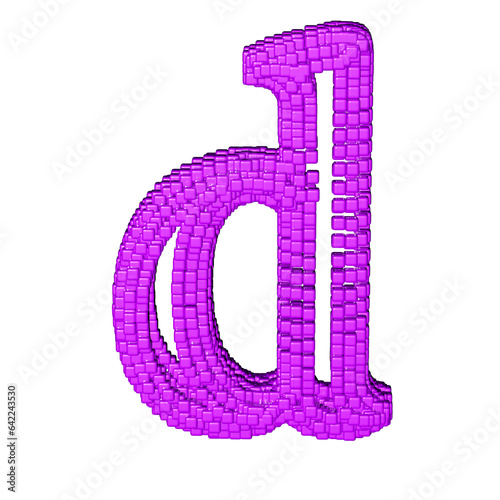 Symbol made of purple cubes. letter d